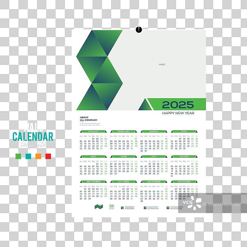 2025年12个月壁挂日历设计图片素材