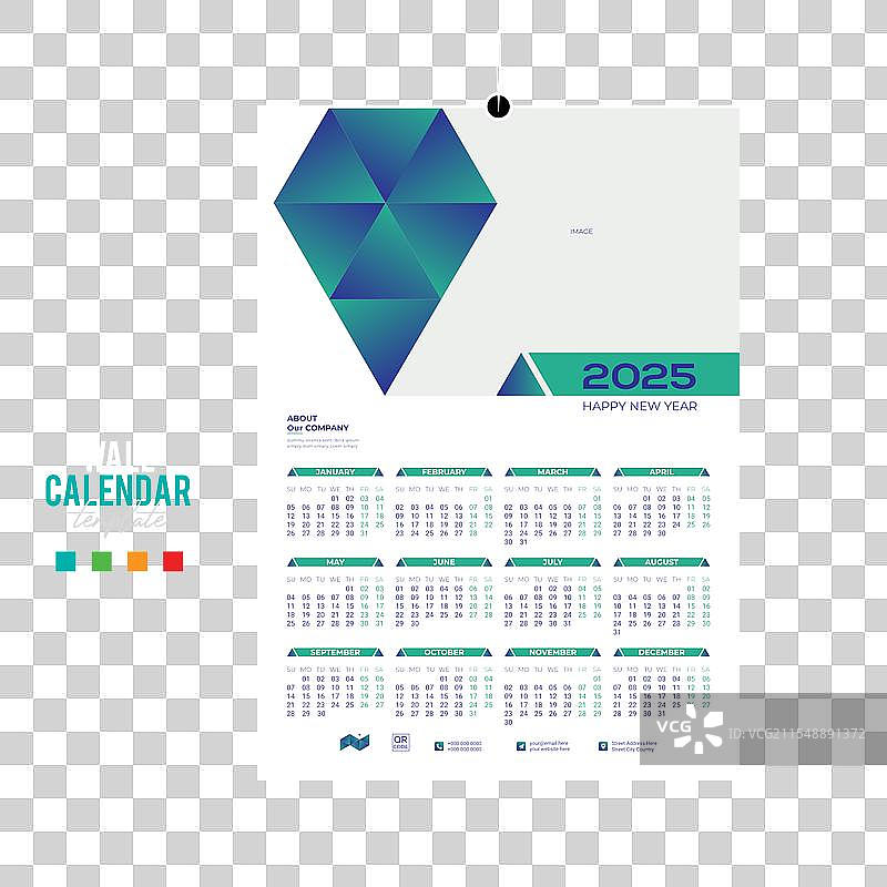 2025年12个月壁挂日历设计图片素材