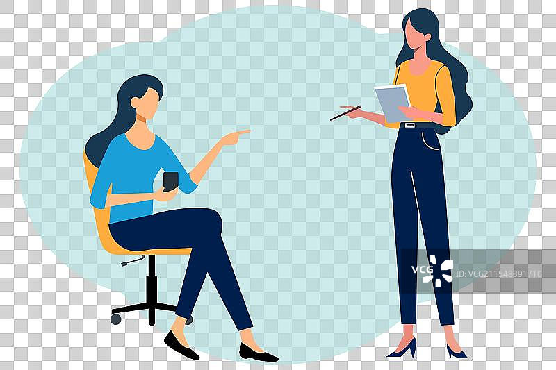 两位女性正在进行商务会议讨论图片素材