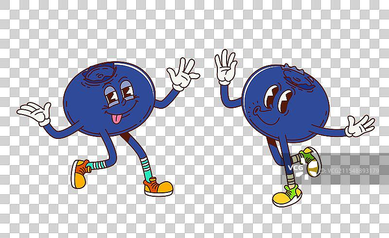 卡通风格的酷炫蓝莓水果角色图片素材