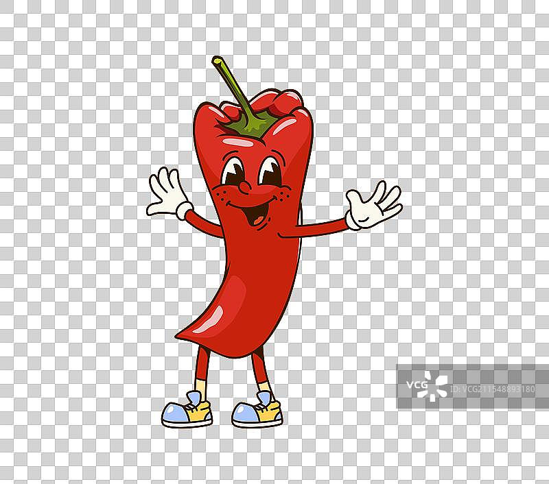 健康饮食角色的时髦红色甜椒蔬菜图片素材