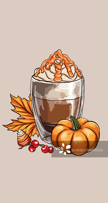 南瓜香料味的食品和饮料（横向）图片素材