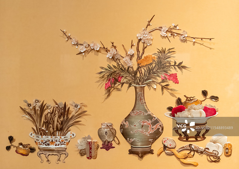 河南省民间艺术，汝南县，麦秸画，岁朝图图片素材