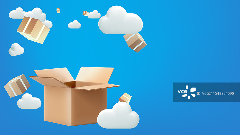 空投概念设计：箱子从空中掉落图片素材