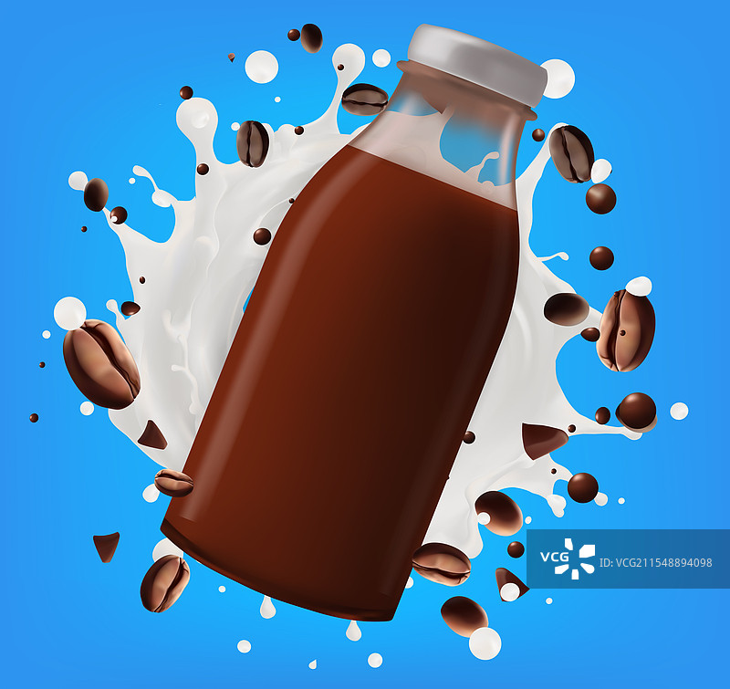 咖啡和牛奶饮品的网格渐变效果图片素材