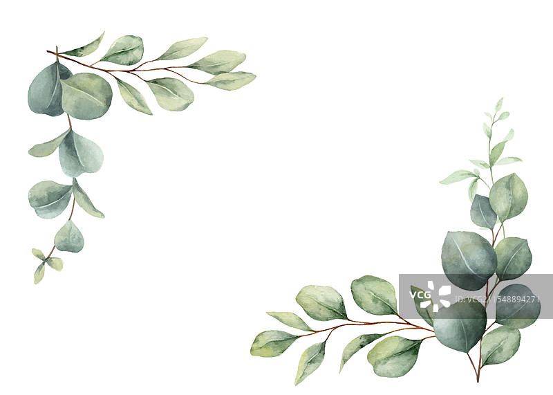 绿色水彩角落边框画框图片素材