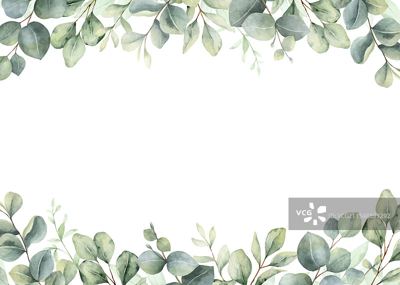 绿色水彩边框框架图片素材