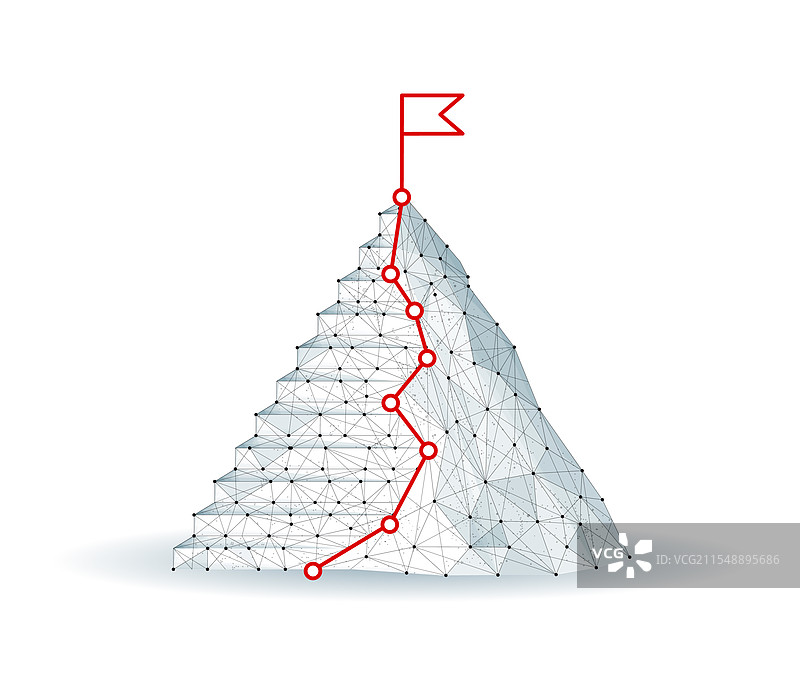 数字化山脉与梯子技术目标图表图片素材