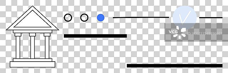 简化的政府大楼与勾选标记图片素材