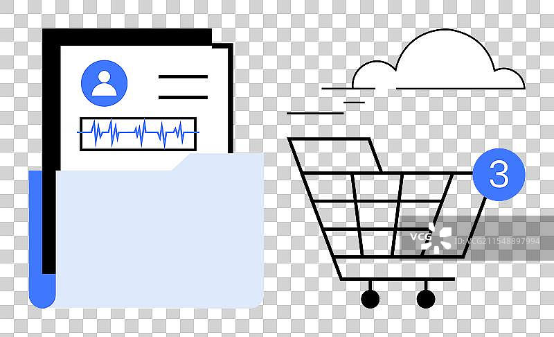 数字健康记录与在线购物概念图片素材