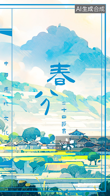 【AI数字艺术】春分 春季24节气设计模板海报，古书古籍 古代书籍 传统线装书 复古怀旧仿古风格平面排版版式装帧设计图片素材