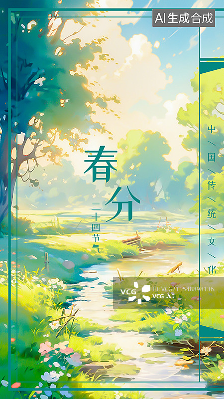 【AI数字艺术】春分 春季24节气设计模板海报，古书古籍 古代书籍 传统线装书 复古怀旧仿古风格平面排版版式装帧设计图片素材