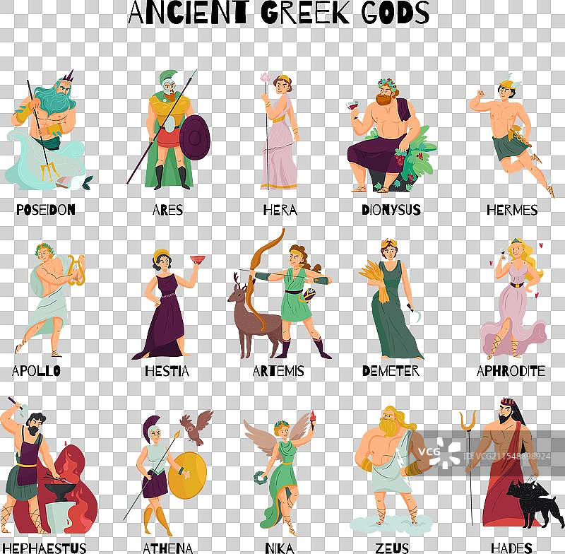 色彩丰富的卡通图标集，包括男性和女性角色图片素材