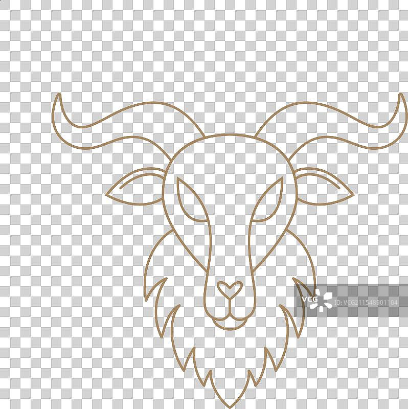 山羊头标志线条艺术图标图片素材