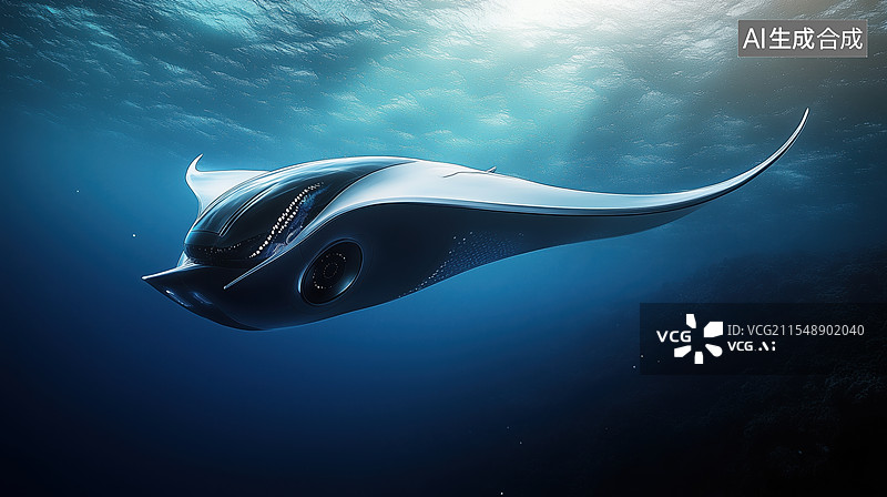 【AI数字艺术】深海鳐鱼潜水器图片素材