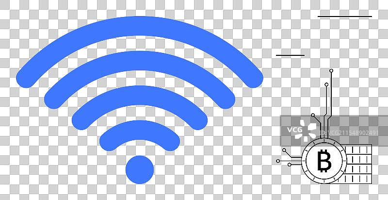 无线连接和比特币技术图片素材