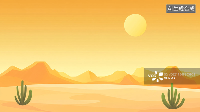 【AI数字艺术】沙漠极简风光插画图片素材
