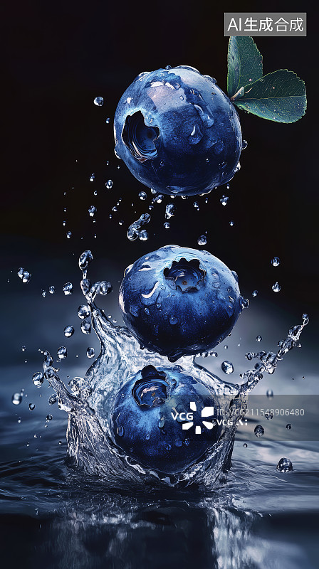 【AI数字艺术】浆果上的水滴和水滴等元素图片素材