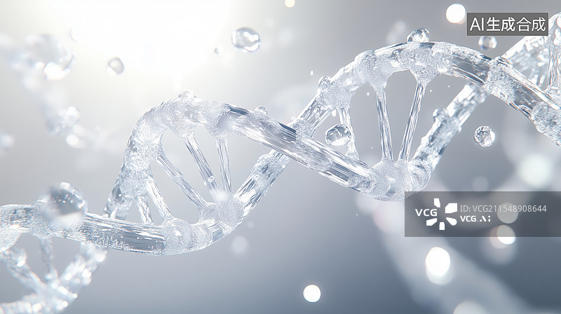 【AI数字艺术】透明的DNA双螺旋结构图片素材