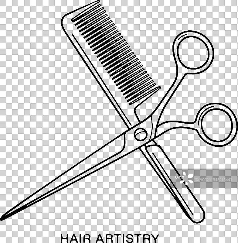 发型师的线条艺术标志图片素材