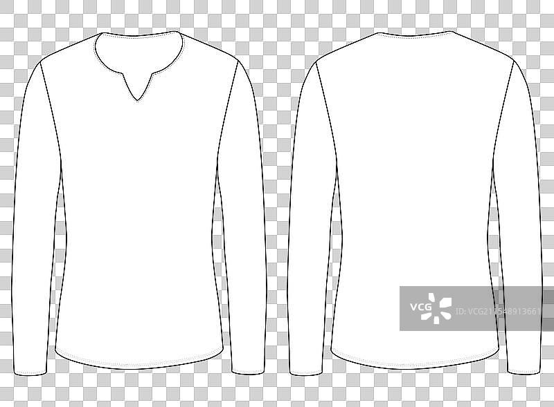 V领长袖T恤样机图片素材