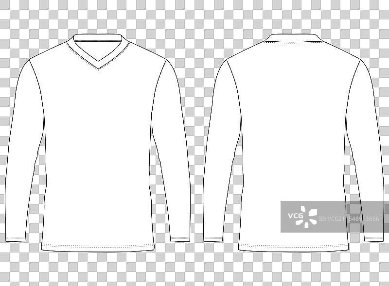 V领长袖T恤样机图片素材