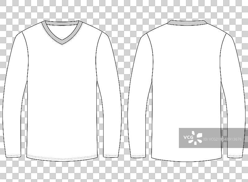 V领长袖T恤样机图片素材