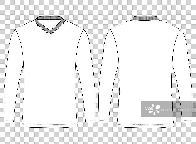 V领长袖T恤样机图片素材