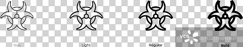 生物危害图标，细体、常规体和粗体风格图片素材