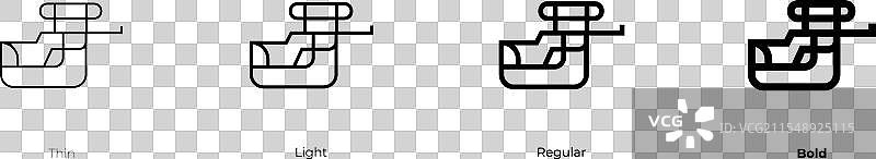 冬季两项图标，细体、常规体和粗体风格图片素材