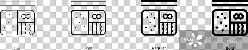 便当图标，细线、浅色、常规和粗体风格图片素材