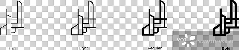 刺刀图标，细线、常规和粗体风格图片素材