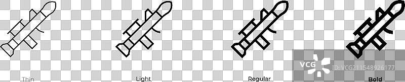 火箭筒图标，细体、常规体和粗体风格图片素材