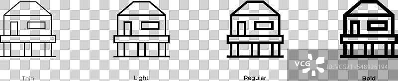 海滩房屋图标，细体、常规体和粗体图片素材