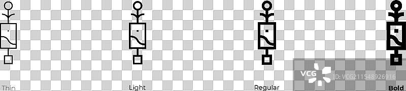 横幅图标，细体、常规体和粗体风格图片素材