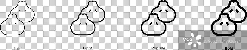 包子图标，细体、常规体和粗体风格图片素材