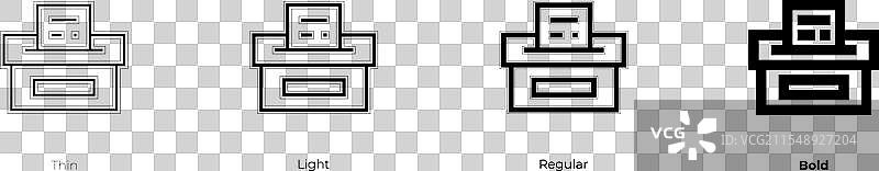 投票箱图标，细线、常规和粗体风格图片素材