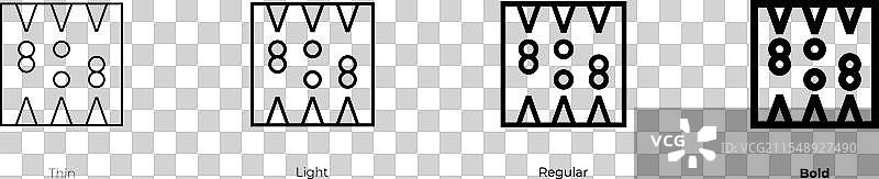 西洋双陆棋图标，细体、常规体和粗体风格图片素材