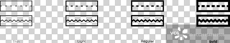 回针图标，细线、常规和粗体风格图片素材