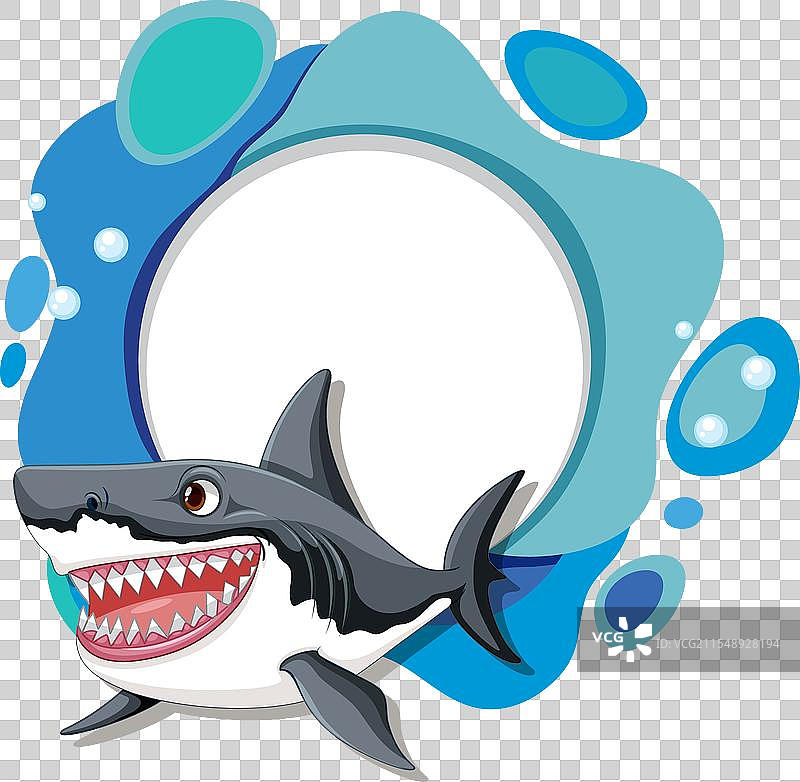 一只微笑的鲨鱼与水泡图片素材