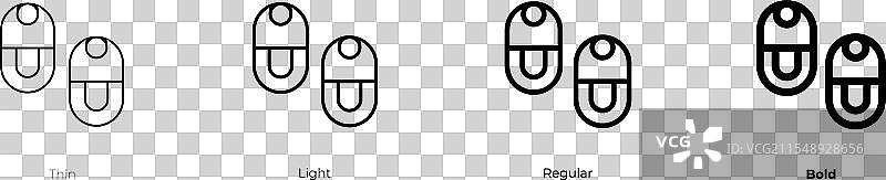 婴儿鞋图标，细体、常规体和粗体风格图片素材