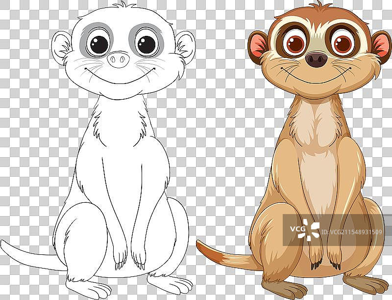 一只上色和勾边的狐獴图片素材