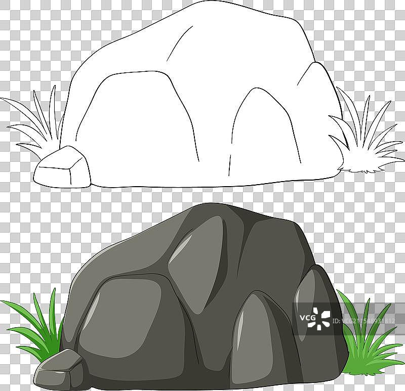 两个简单干净的卡通石头与草图片素材