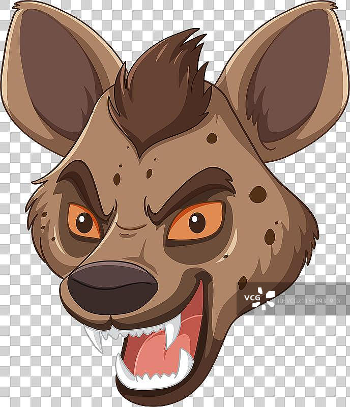 带有攻击性表情的卡通鬣狗头部图片素材
