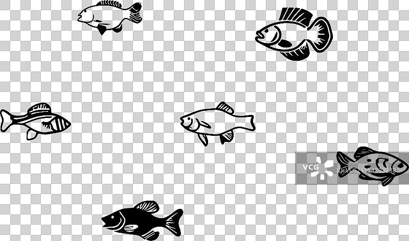 极简风格的黑色鲈鱼图标图片素材