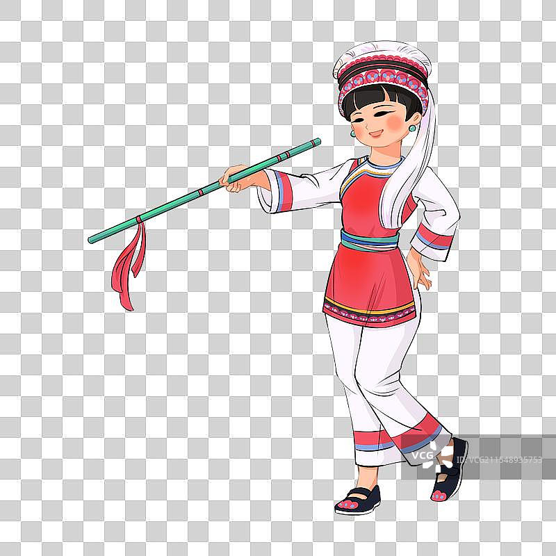 扁平风格五十六个民族白族人物插画免抠元素图片素材