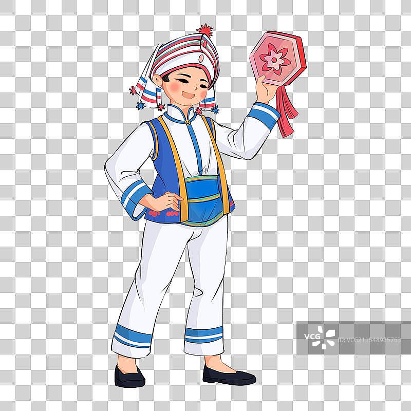 扁平风格五十六个民族白族人物插画免抠元素图片素材