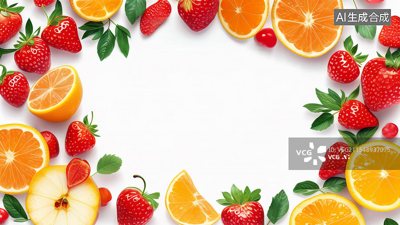 【AI数字艺术】2D水果装饰边框背景图环绕图片素材
