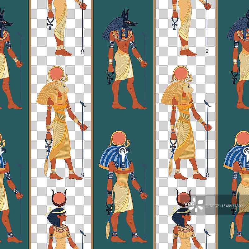 古埃及复古无缝图案与图片素材