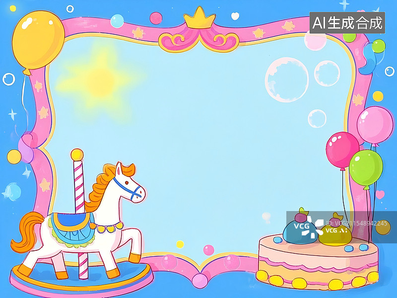 【AI数字艺术】装饰边框背景2D卡通儿童节主题装饰两侧图片素材